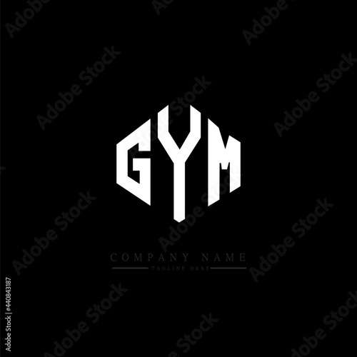 GYM letter logo design with polygon shape. GYM polygon logo monogram. GYM cube logo design. GYM hexagon vector logo template white and black colors. GYM monogram, GYM business and real estate logo. 