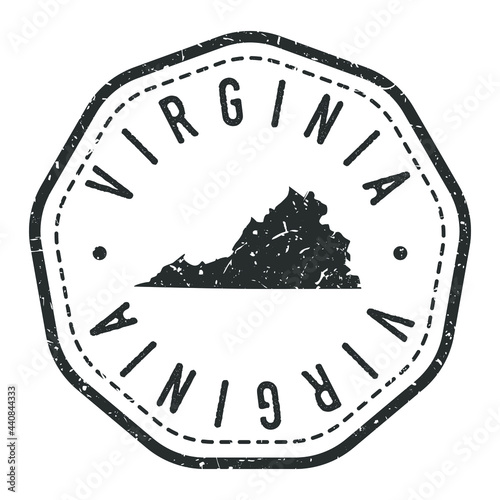 Virginia, USA Map Stamp Retro Postmark. Silhouette Postal Passport. Seal Round Vector Icon. Badge Vintage Postage Design.