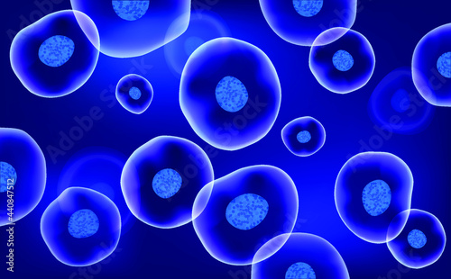3d cell stem science background. Biology research dna nucleus cells vector pattern. Medical microscopic molecular conception. 