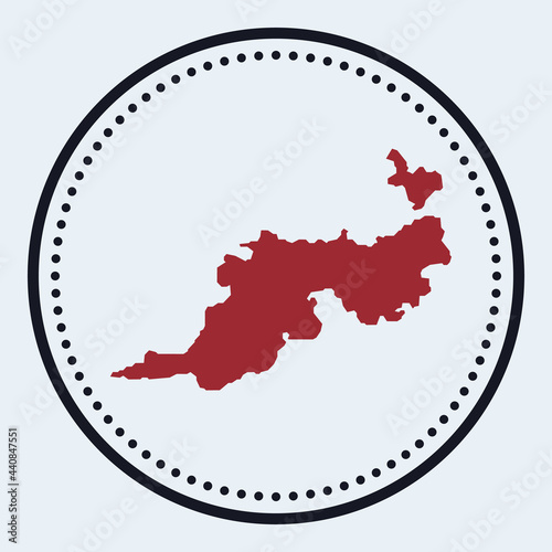 Guana Island round stamp. Round logo with island map and title. Stylish minimal Guana Island badge with map. Vector illustration.