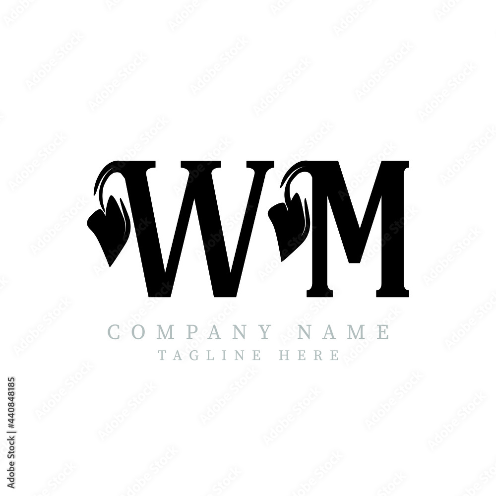 WM letter logo design. WM letter with leaf shape. WM Creative two ...