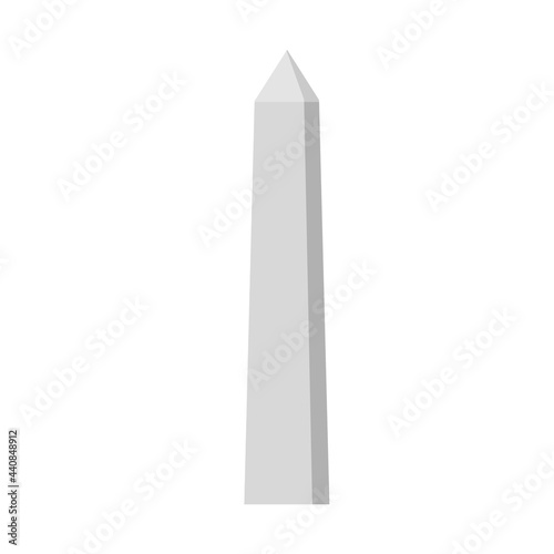 Obelisk. White stone monument. Historical monument. High pillar memorial and column. Flat illustration isolated on white