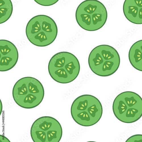 seamless pattern with slices of cucumber, healthy food