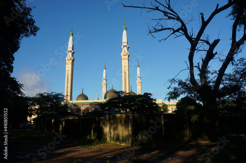 Conakry Grand Mosque, view from Botanical Garden. (Grande mosquée de Conakry.) One of the largest mosques in Africa was built on a donation primarily by Saudi Arabia. Conakry, Guinea. photo