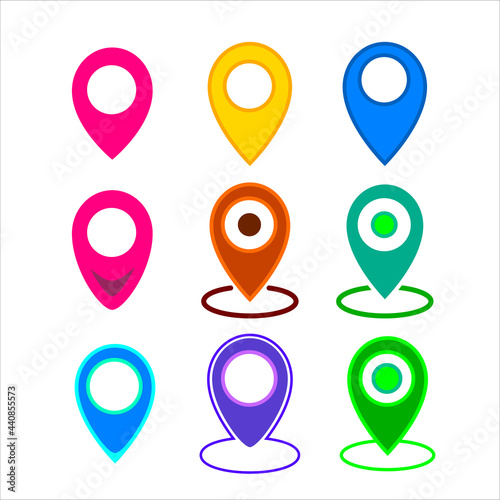 Free Download Set colored icons of simple forms of point of location. Map pin icon, filled flat sign isolated on white. Location point symbol, logo illustration. - GFXLoad
