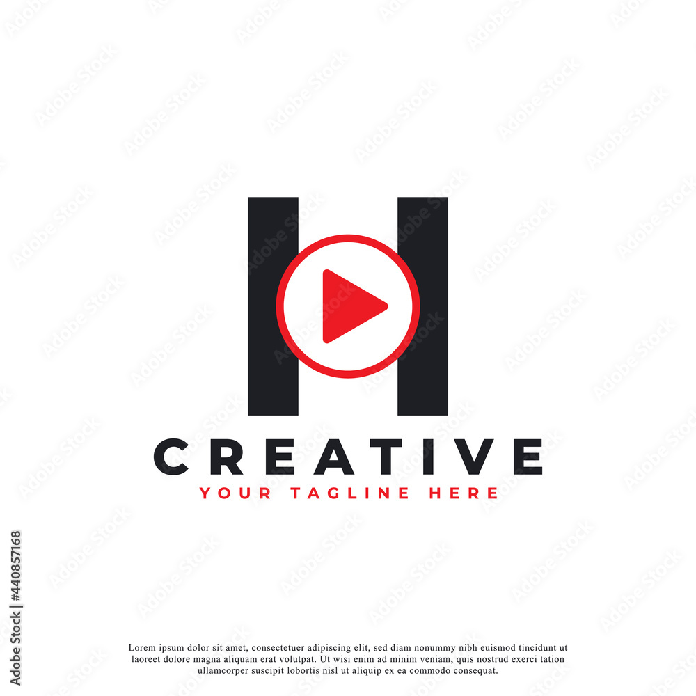 Creative Modern Play Letter H Icon. Music and Video Logo Element. Usable for Business and Technology Logos.