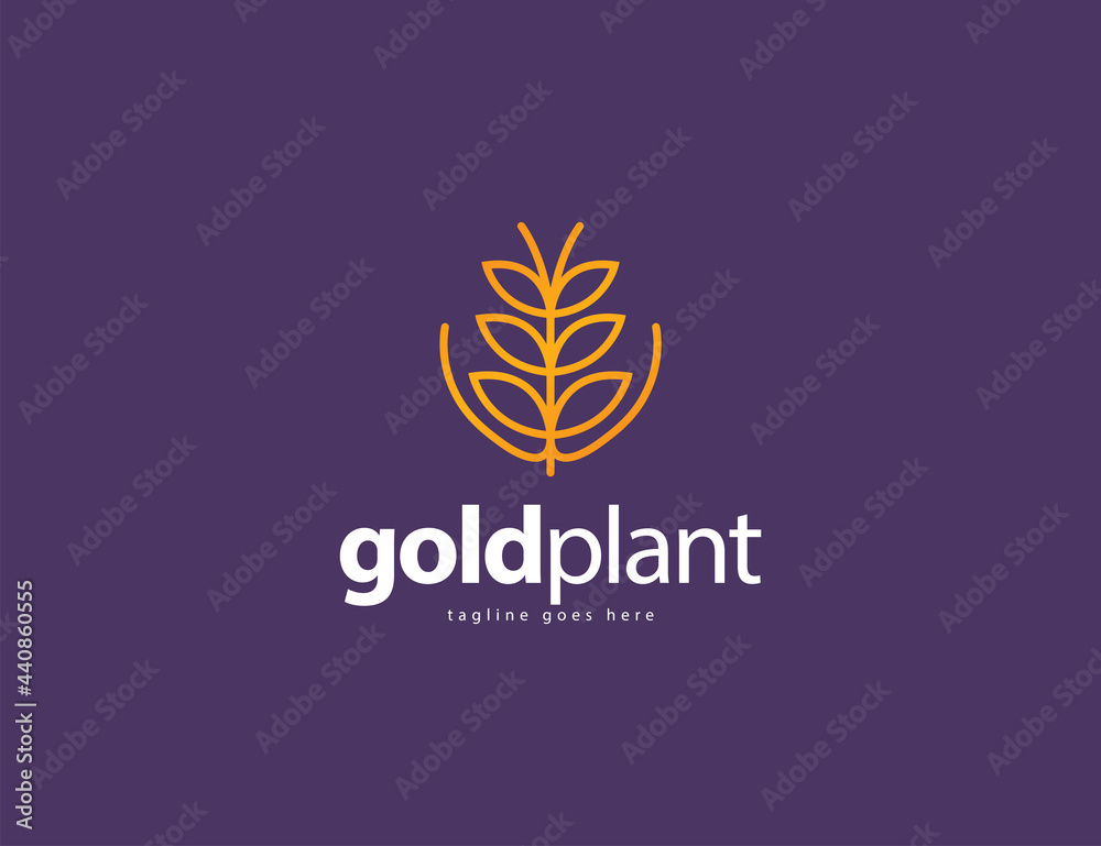 Abstract flower logo template. elegant plant with gold color concept