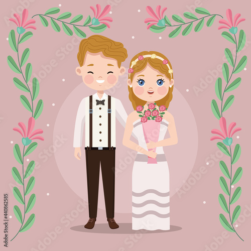 wedding couple and flowers