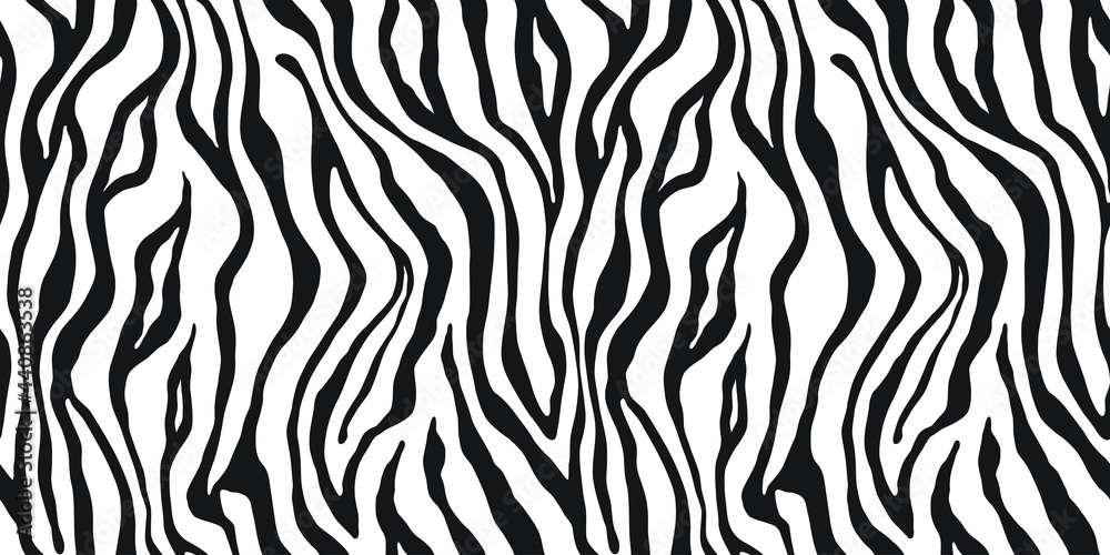 Tiger monochrome seamless pattern. Vector animal skin print. Fashion stylish organic texture. - obrazy, fototapety, plakaty 