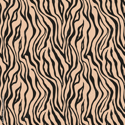 Fototapeta Naklejka Na Ścianę i Meble -  Tiger monochrome seamless pattern. Vector animal skin print. Fashion stylish organic texture.