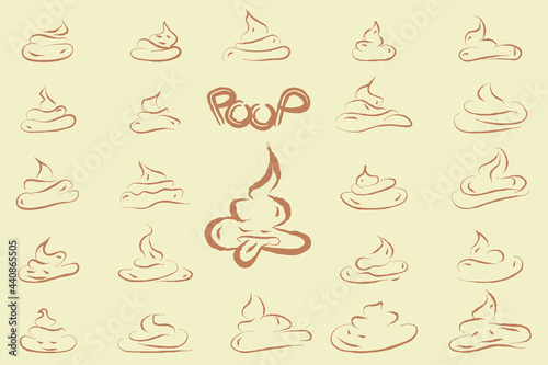 Hand drawing poop. Doodle line art
