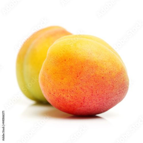 Fresh apricot fruits isolated on white background