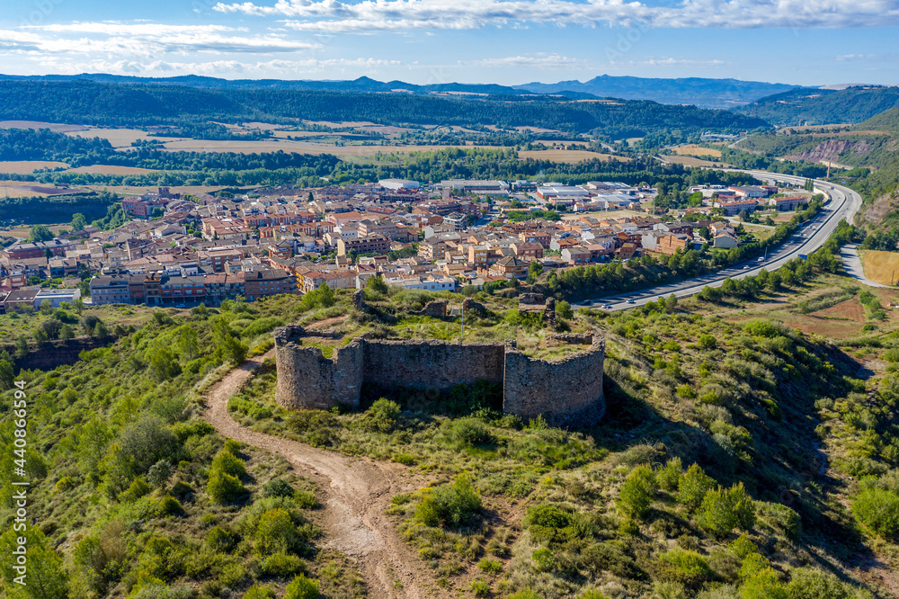 Balsareny view from the fort, municipality located in the Bages region province of Barcelona, Spain,