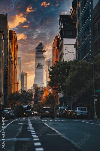 Photography city skyline Strett beautify scene people horizon sky clouds buildings skyscrape