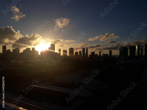 Atardecer en  el downtown  de Miami