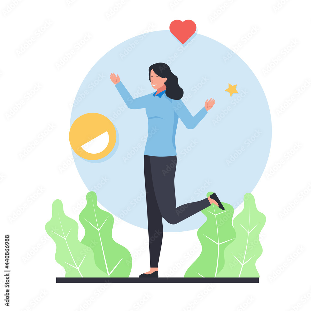Woman with happy gesture and smile love icon around Woman with happy gesture and smile love icon around