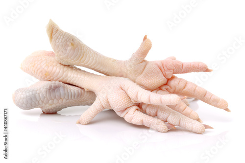 Chicken feet on white background