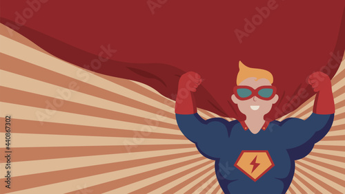 Retro illustration of superman on radiological background.
