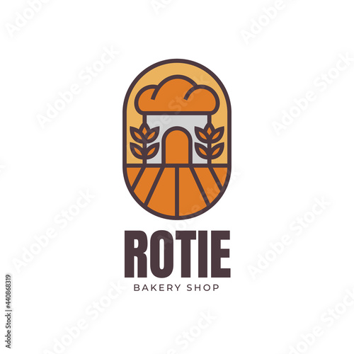 Bakery shop logo template. Bread logo with house and wheat farm icon