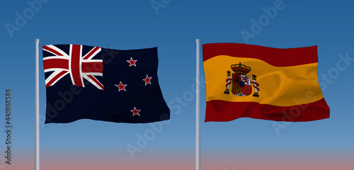 スペインとニュージーランドの国旗