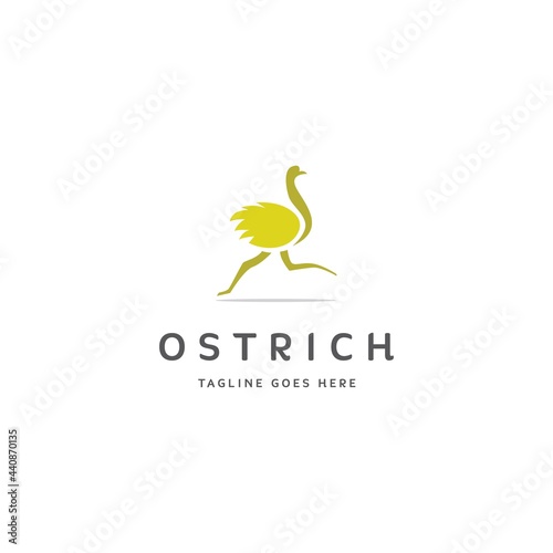flat ostrich bird logo icon vector template