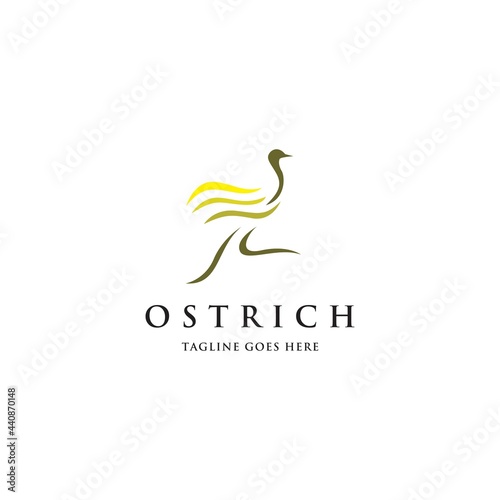 running ostrich logo icon vector template