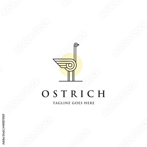 line art ostrich logo icon vector template