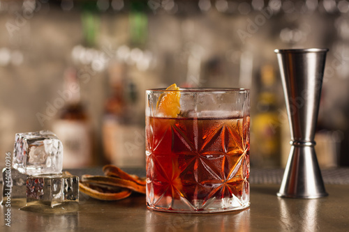 Drink Negroni in a bar environment