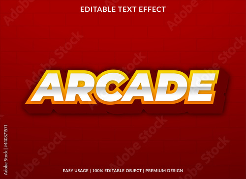 arcade text effect template with abstract background use for business brand and logo