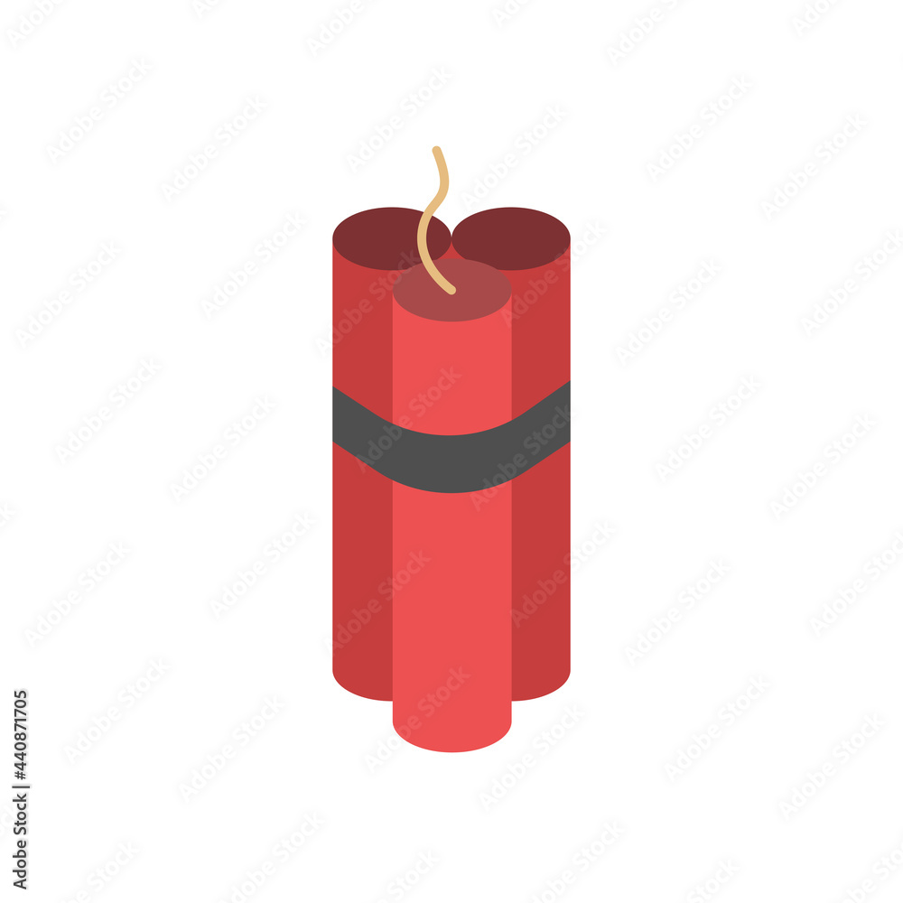 red dynamite with burning wick icon, flat icon vector illustration red dynamite with burning wick icon, flat icon vector illustration