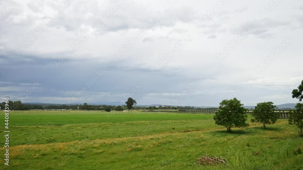View over the floodplain and the Orbost Trestle Bridge, near Orbost, Gippsland, Victoria, Australia, December 2020 View over the floodplain and the Orbost Trestle Bridge, near Orbost, Gippsland, Victoria, Australia, December 2020
