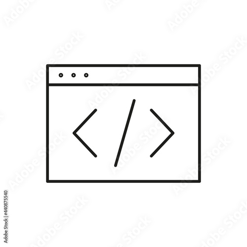 Programming concept online database computer technology icon, remote data storage, protect info outline flat vector illustration, isolated on white.