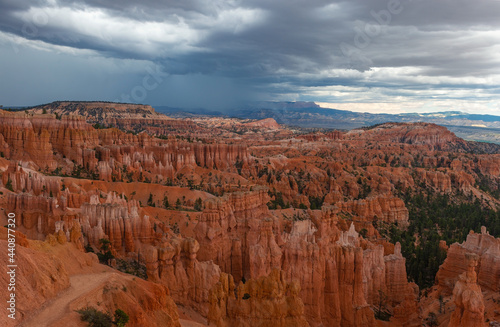Dramatic thunder clouds in Bryce Canyon national park, Utah, United States of America, USA.