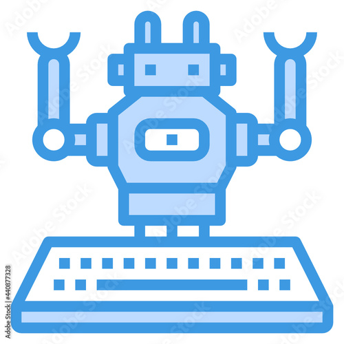 Robotic blue outline icon