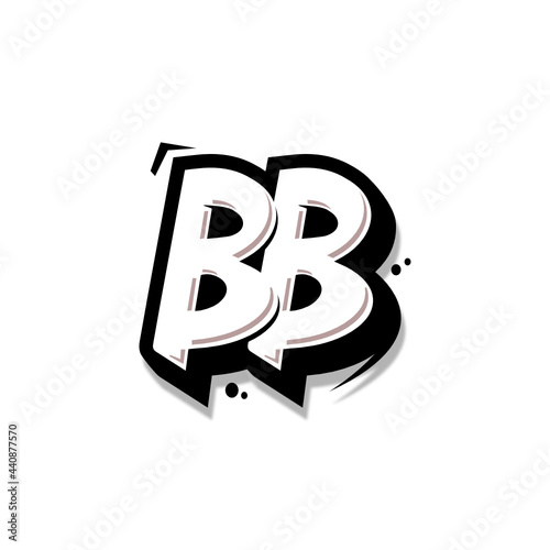 Simple Initial Logo Lettering Cartoon Grafity Black and White BB