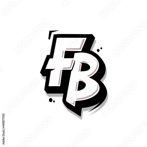 Simple Initial Logo Lettering Cartoon Grafity Black and White FB