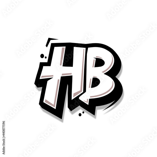 Simple Initial Logo Lettering Cartoon Grafity Black and White HB