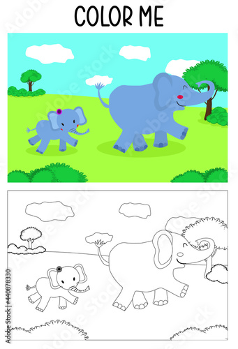 Coloring Pages.    family of elephants for a walk