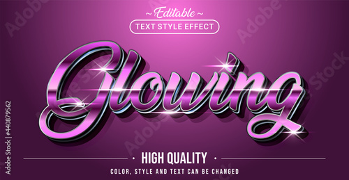 Editable text style effect - Glowing text style theme.