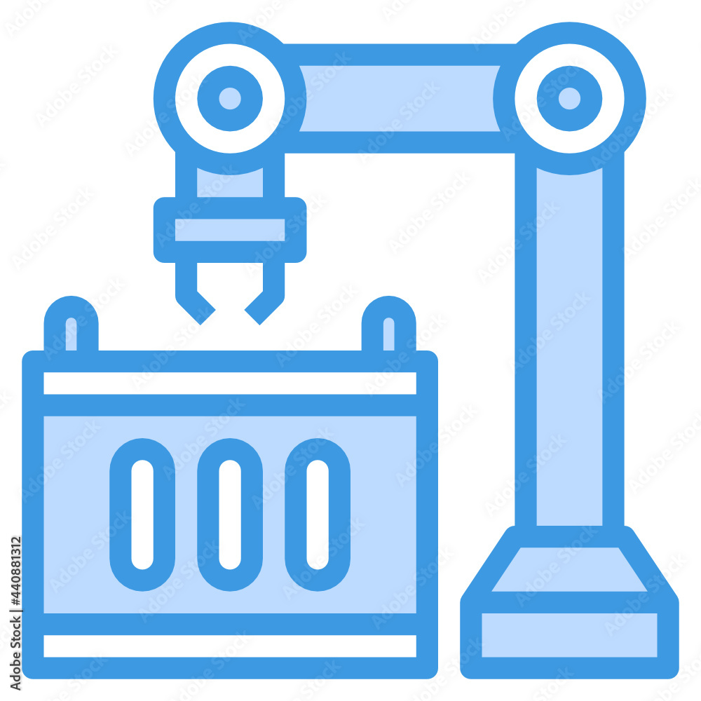 Obraz premium Conveyor blue outline icon