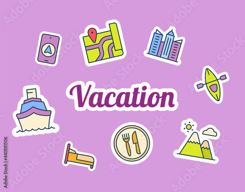 vacation sticker stickers with fill filled color style