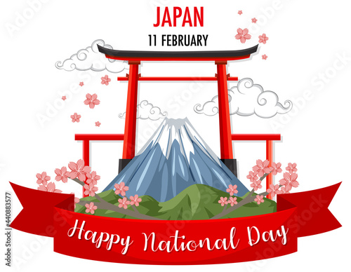 Japan National Day Banner with Torii shrine gate
