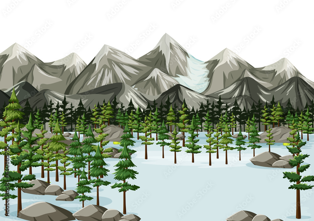 Seamless cartoon winter landscape background