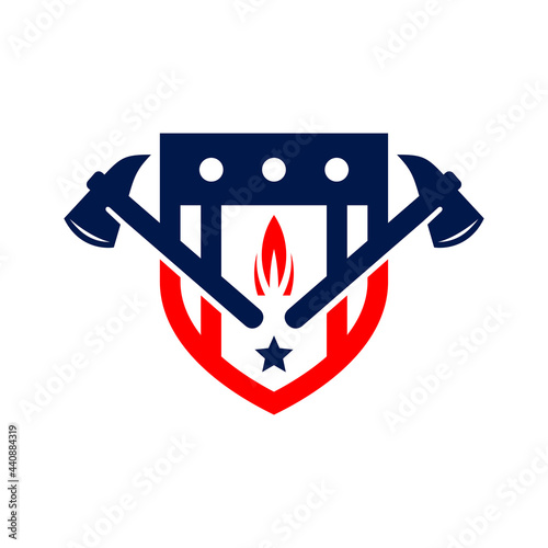 firefighter shield illustration logo