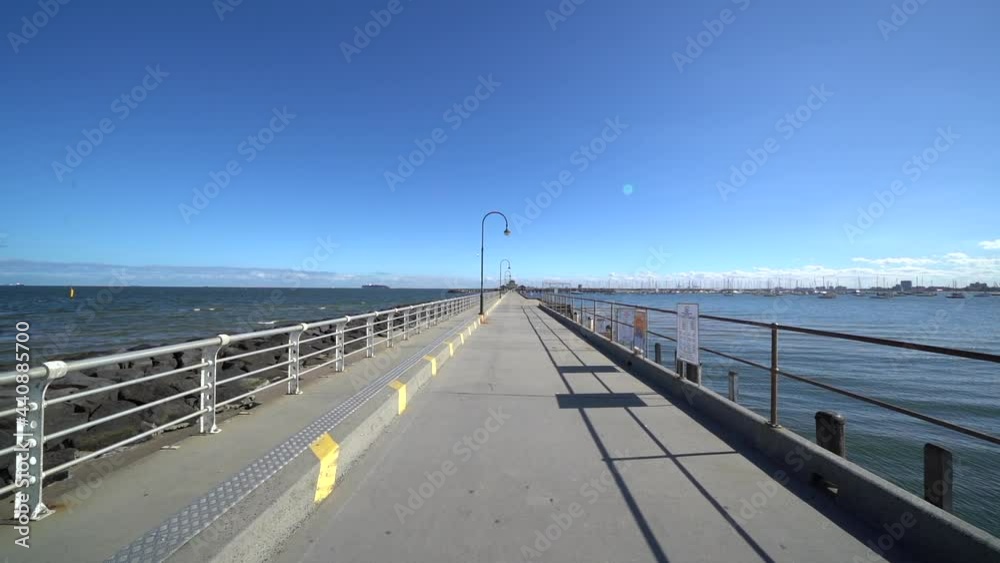 Dolly forward motion on concrete pier in Melbourne Dolly forward motion on concrete pier in Melbourne