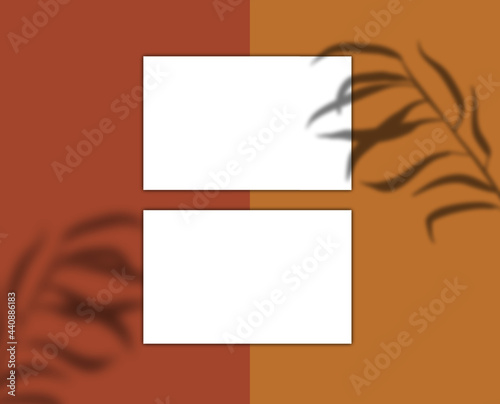 Paper a4 mockup shadow overlay leaves. for preservation flyer , poster , blank , invitation