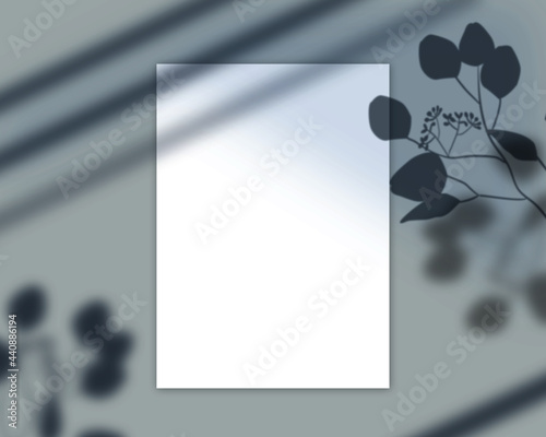 Paper a4 mockup shadow overlay leaves. for preservation flyer , poster , blank , invitation