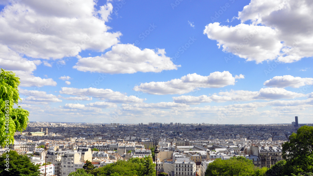 Panorama view of the city landscape. Panoramice view of cloudy skyline over the city.