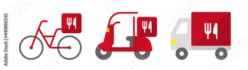 デリバリーOK　宅配　在宅　バイク　車　イラスト　セット