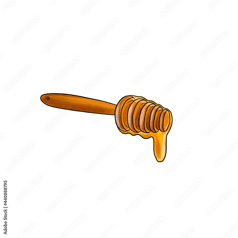 drawingdipper with drop of honey isolated at white background, hand drawn illustration drawingdipper with drop of honey isolated at white background, hand drawn illustration